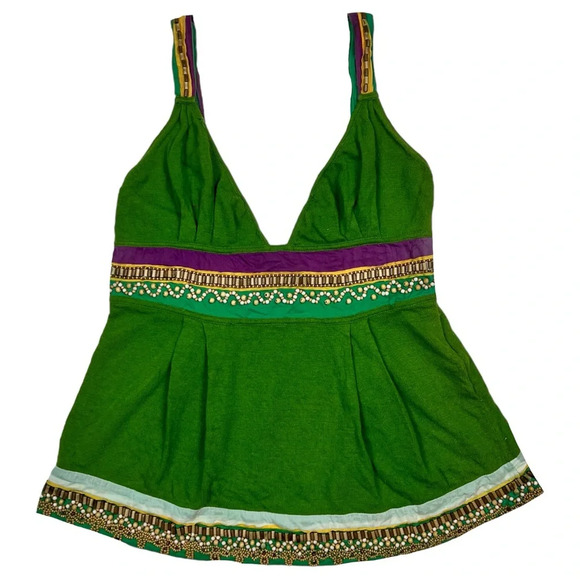 Y2K Beaded Babydoll Knit Tank Top - Picture 1 of 9